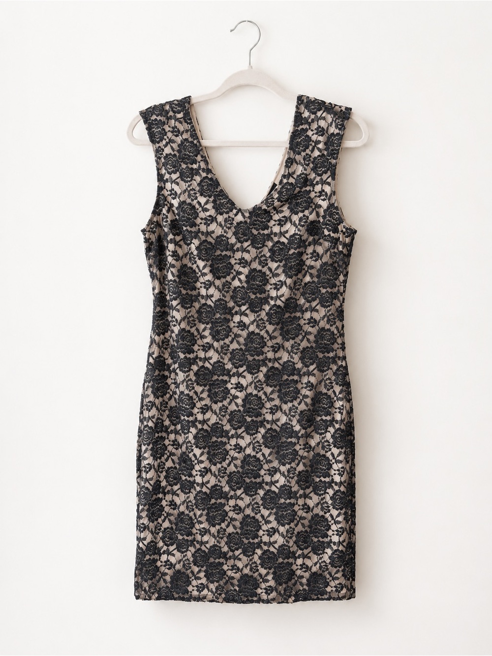 Suzy Shier Black Lace Sheath Dress | Nude Lining | NWT | Size M